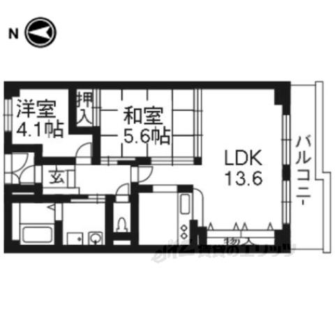 ミュー花水木 弐番館(2LDK/2階)の間取り写真