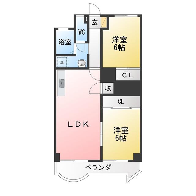 コーポラス鶉(2LDK/1階)の間取り写真