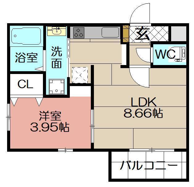 CHERIM南方(1LDK/2階)の間取り写真