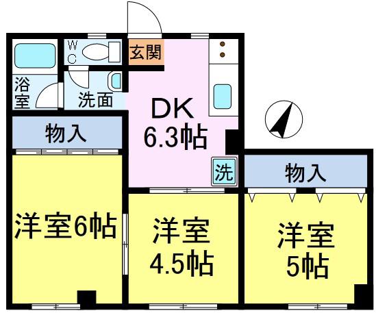 関口ビル(3DK/2階)の間取り写真