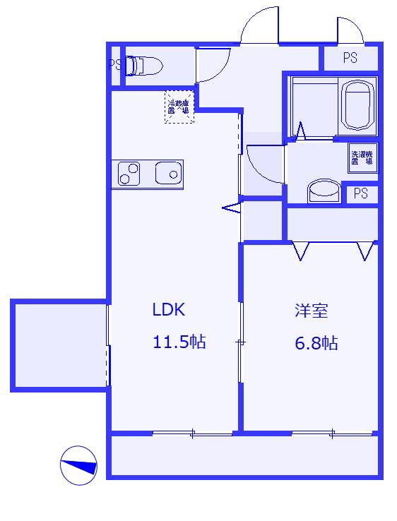 RESIDENCE VAICA(1LDK/1階)の間取り写真