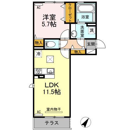 森テラス(1LDK/1階)の間取り写真