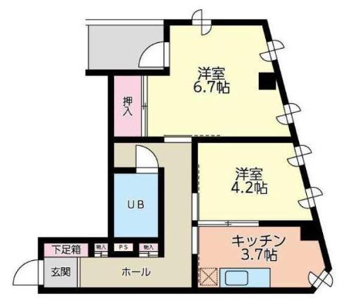 コーポマーサ(2K/4階)の間取り写真