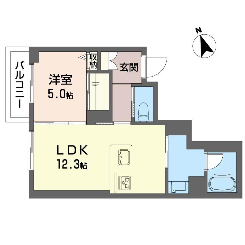 リヴェール 今泉(1LDK/4階)の間取り写真