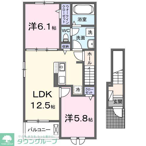 セレス 大島(2LDK/2階)の間取り写真