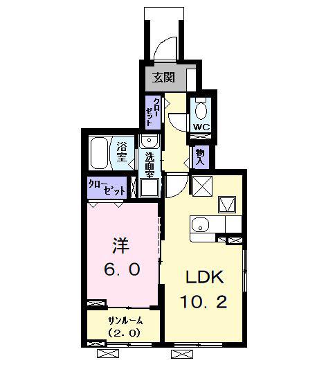 クレール・アンジュI(1LDK/1階)の間取り写真