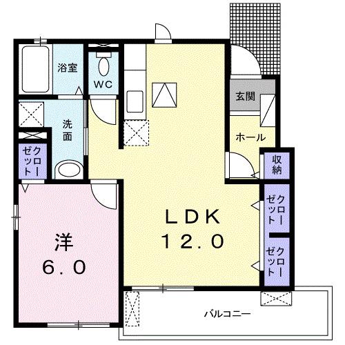 ディアコートII(1LDK/1階)の間取り写真
