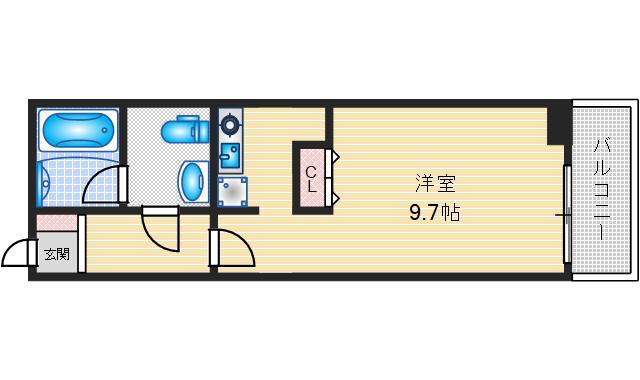 グランドライフ北之坊(1K/5階)の間取り写真