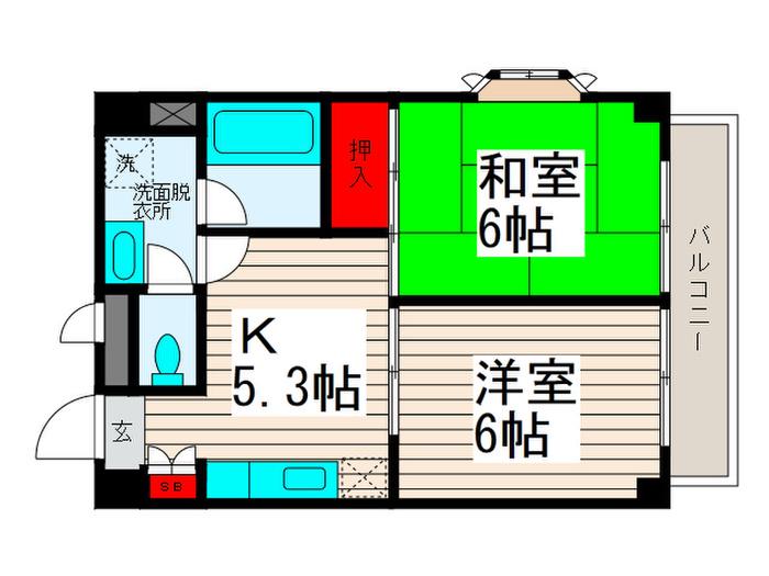 ラフォーレ江北(2K/2階)の間取り写真