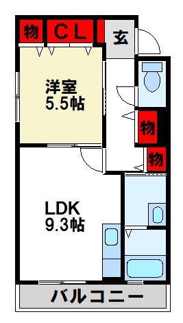 マ・ドマール宰都 A棟(1LDK/3階)の間取り写真