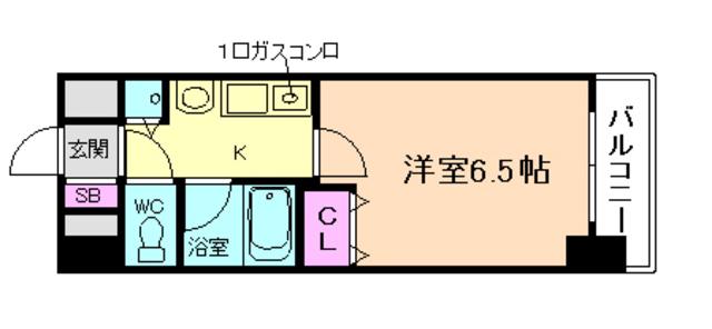 シャンティ千歳(1K/9階)の間取り写真