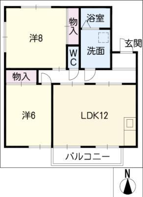サンフラワーフジ(2LDK/2階)の間取り写真