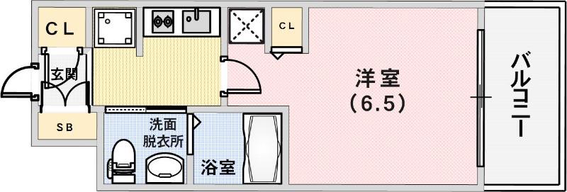 エステムコート三宮イーストIIIラヴィッサ(1K/13階)の間取り写真