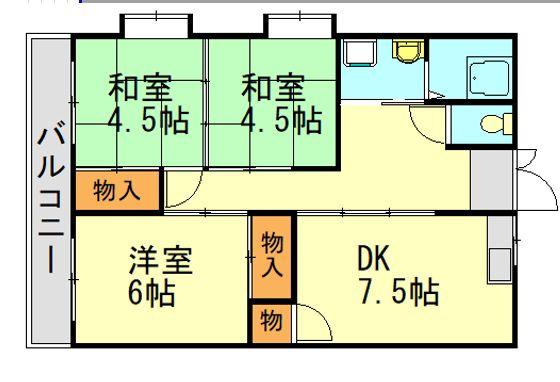 吉隈たつみ荘(3DK/1階)の間取り写真