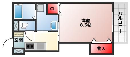 住吉橋TKハイツ(1K/7階)の間取り写真