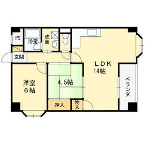 北淀宝ハイツベゴニア(2LDK/6階)の間取り写真