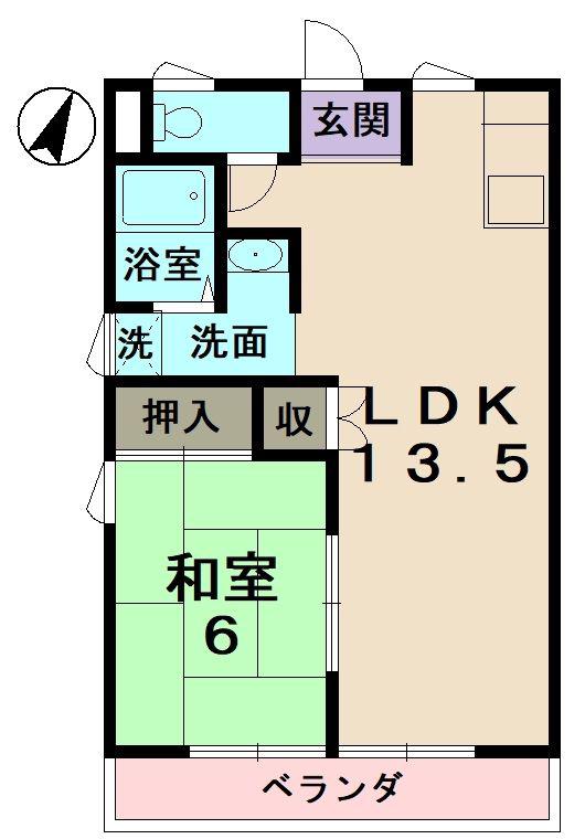 ライジング21(1LDK/3階)の間取り写真