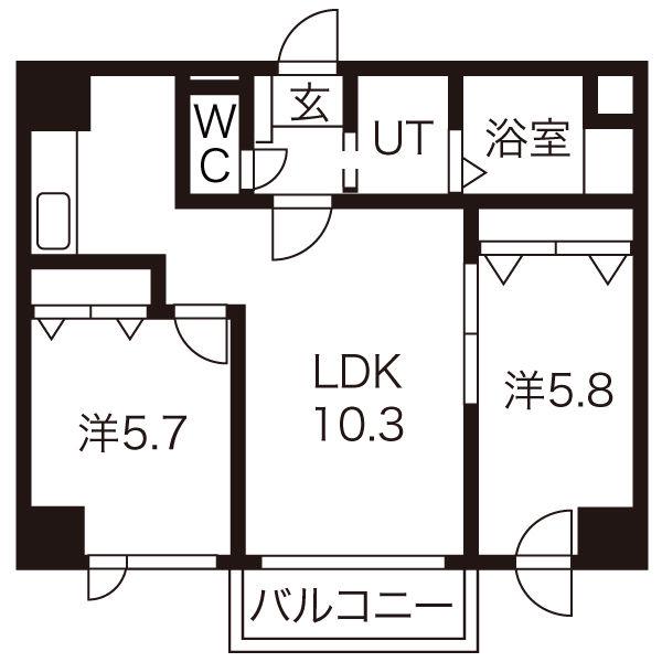 トレスマデラ(2LDK/6階)の間取り写真