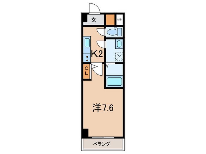FLARE COURT甲南(1K/6階)の間取り写真