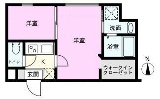 台東区清川1丁目マンション(2K/4階)の間取り写真