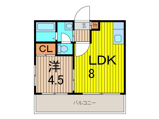 マミエール(1LDK/2階)の間取り写真