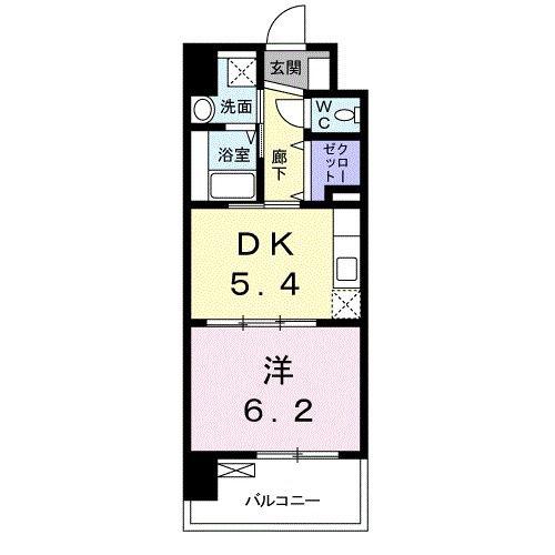 シャルム駅南(1DK/1階)の間取り写真