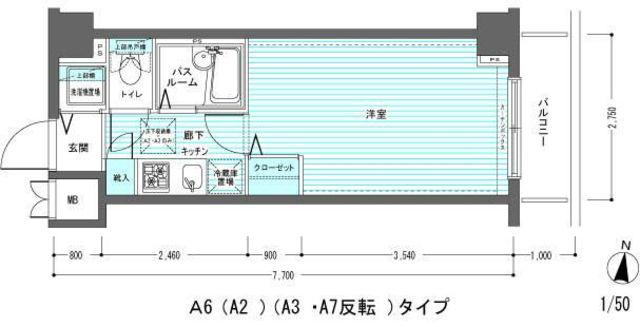 レジディア多摩川(1K/3階)の間取り写真