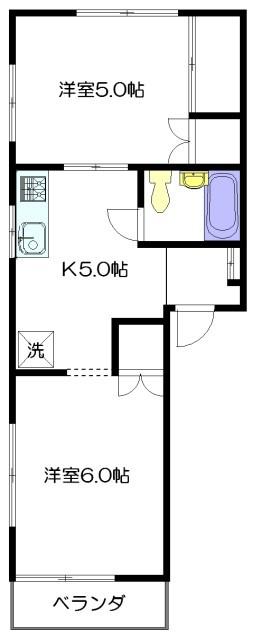 矢萩メゾン(2K/2階)の間取り写真