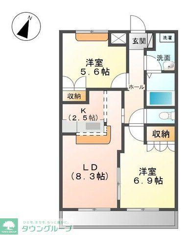 サンライズ(2LDK/2階)の間取り写真