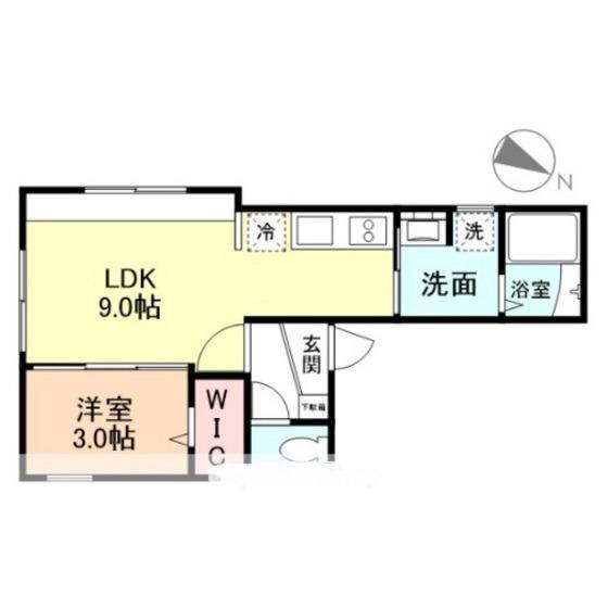 INTEGRAL 中川原(1LDK/1階)の間取り写真