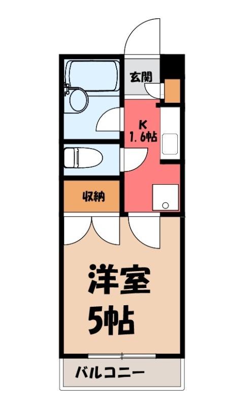 リトルバード(1K/1階)の間取り写真