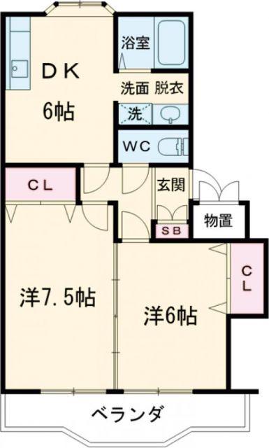 フォーレストガーデン D棟(2DK/2階)の間取り写真