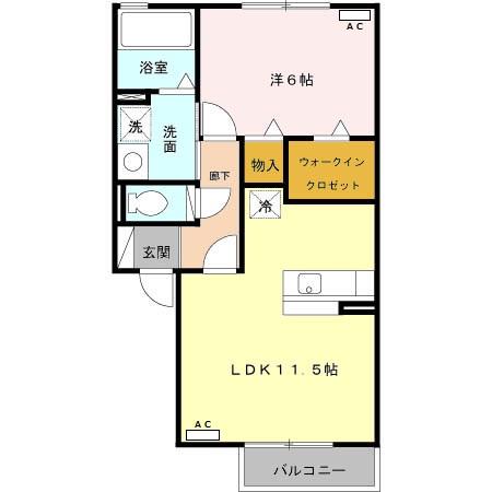 リビングタウン桃の里 C(1LDK/2階)の間取り写真