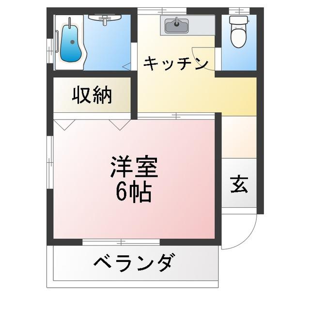 奥田コーポ(1K/2階)の間取り写真