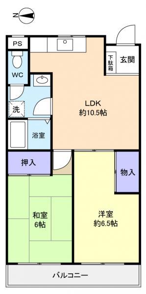 グリーンヒル八千代(2LDK/3階)の間取り写真