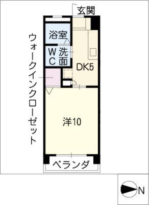 アーク矢田(1DK/3階)の間取り写真