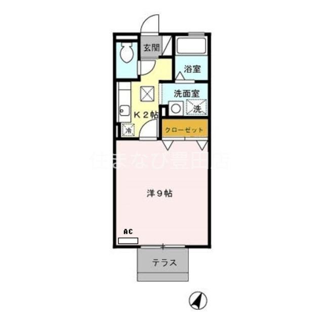 コンフォート宮町(1K/1階)の間取り写真
