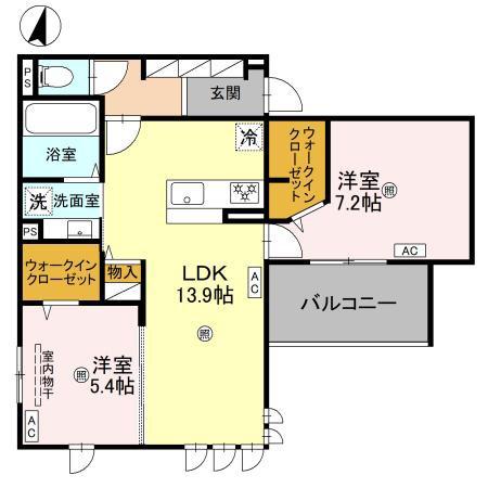 MAISON ESPOIR IV(2LDK/3階)の間取り写真