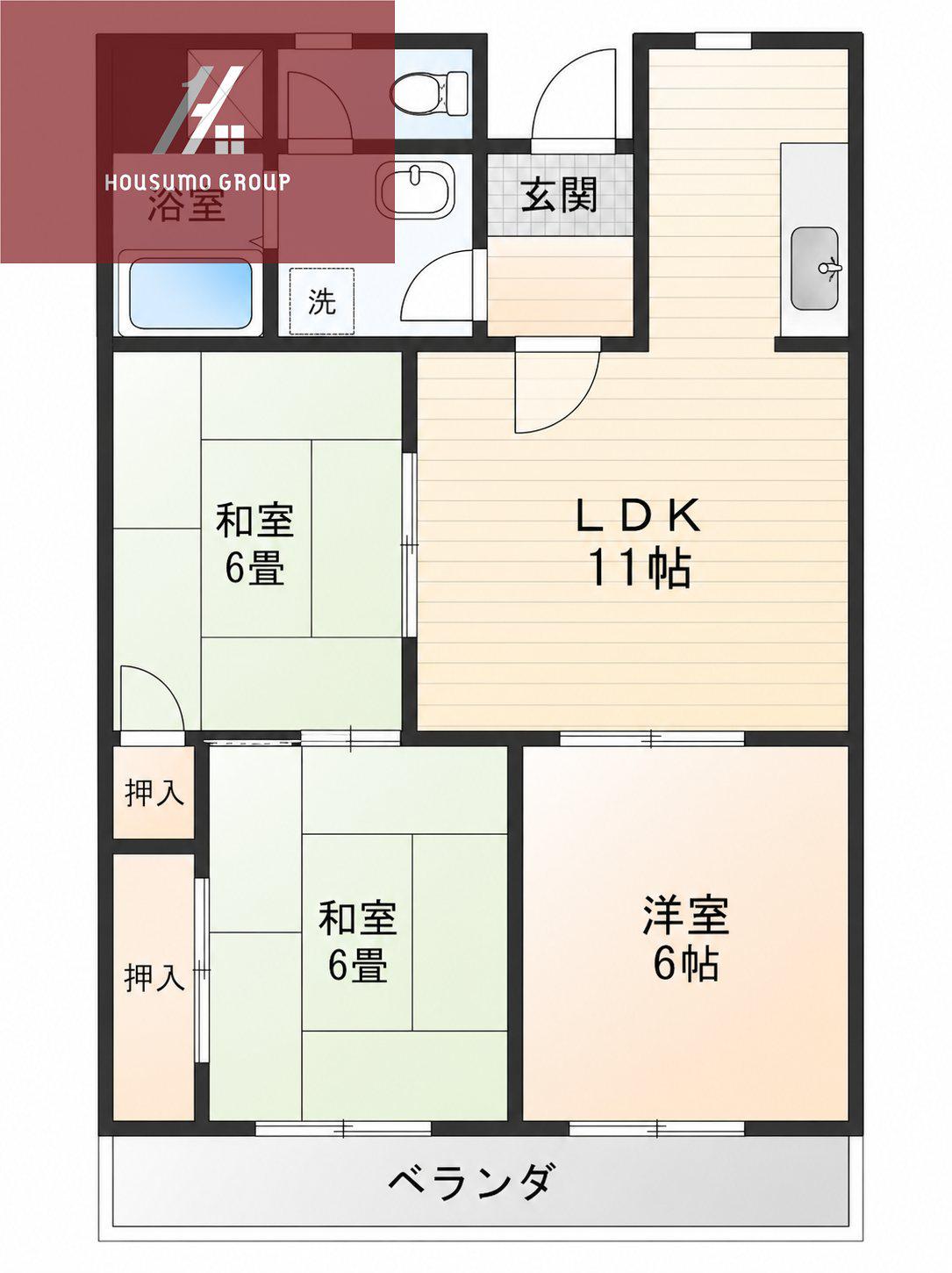 ハピネス48(3LDK/3階)の間取り写真