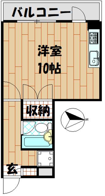 ハイツオオクボ(1K/2階)の間取り写真