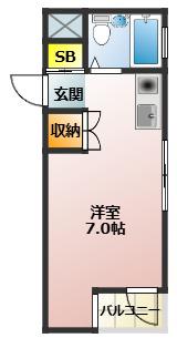 弥生コーポ・シエスタ(ワンルーム/2階)の間取り写真
