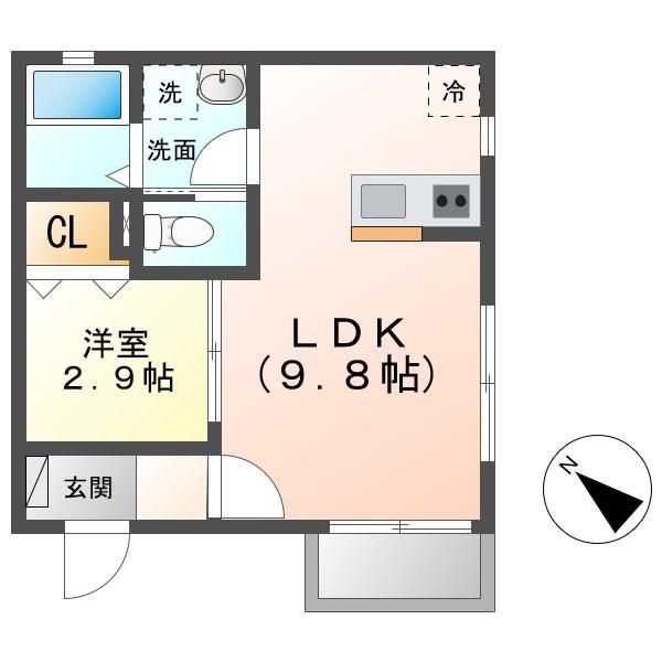 ライフワーク鳴海(1LDK/2階)の間取り写真
