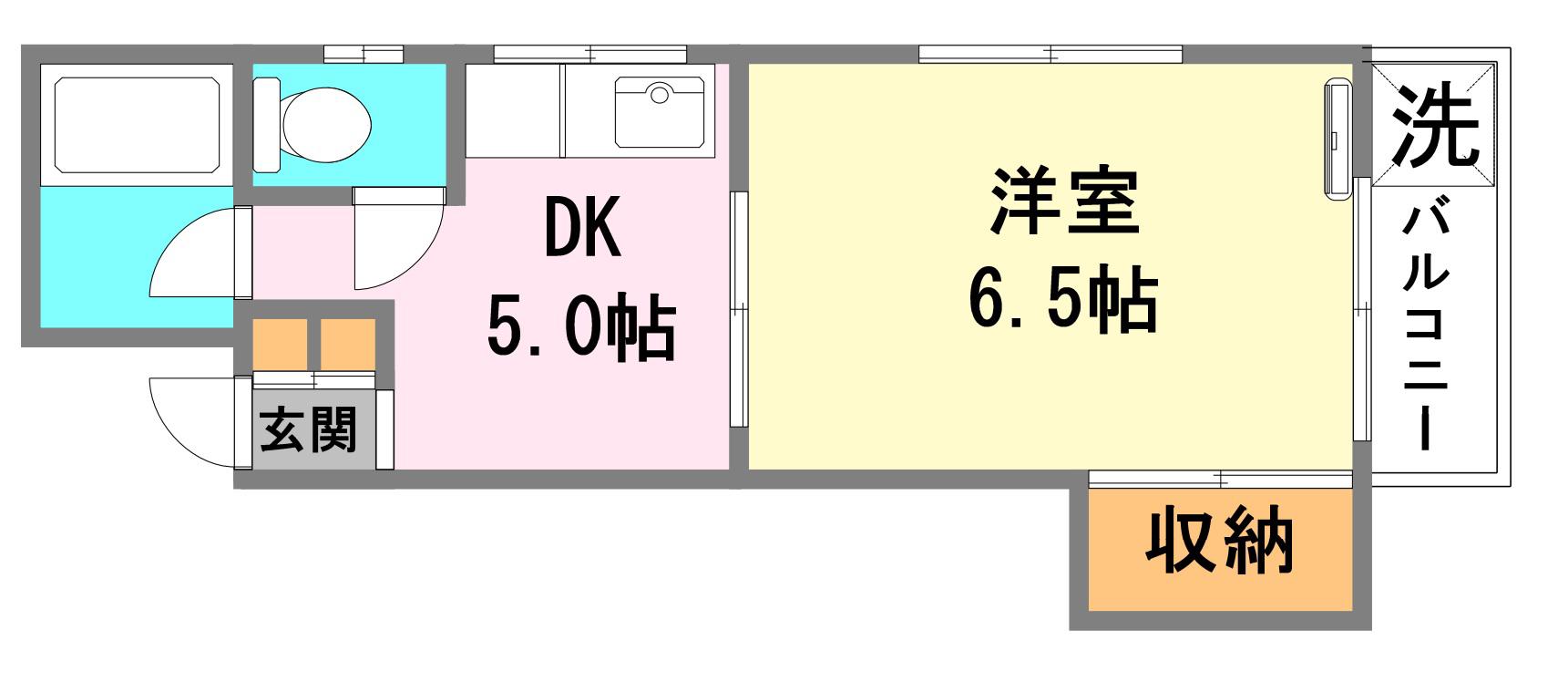 富士ビル(1DK/4階)の間取り写真