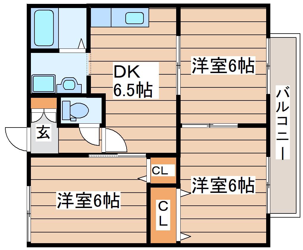ファミールふじ(3DK/2階)の間取り写真