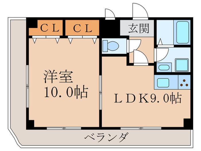 シャントゥール城北(1LDK/2階)の間取り写真