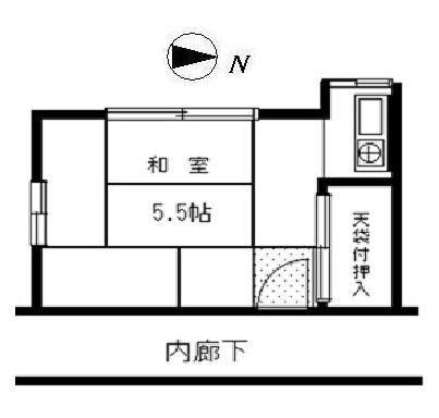山崎荘(ワンルーム/2階)の間取り写真