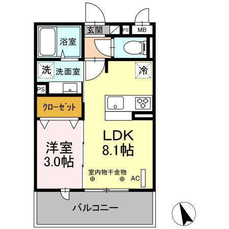 CASTILLO(1LDK/2階)の間取り写真