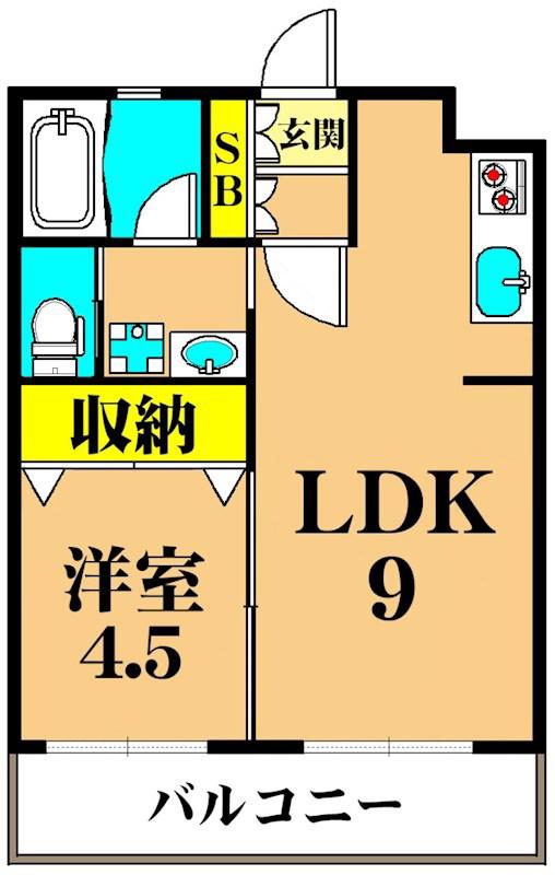 アヴァロン大森西(1LDK/1階)の間取り写真