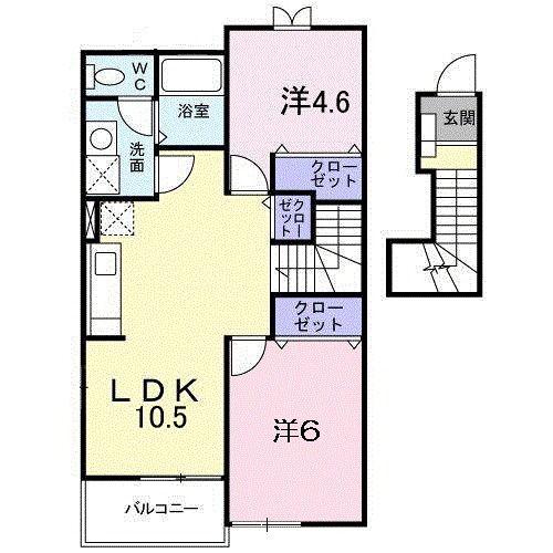 サニーハイツさくら(2LDK/2階)の間取り写真