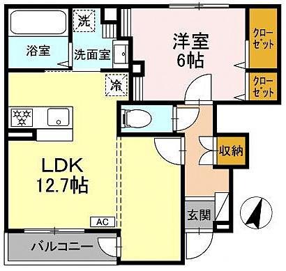 モクラフト下井草(1LDK/1階)の間取り写真